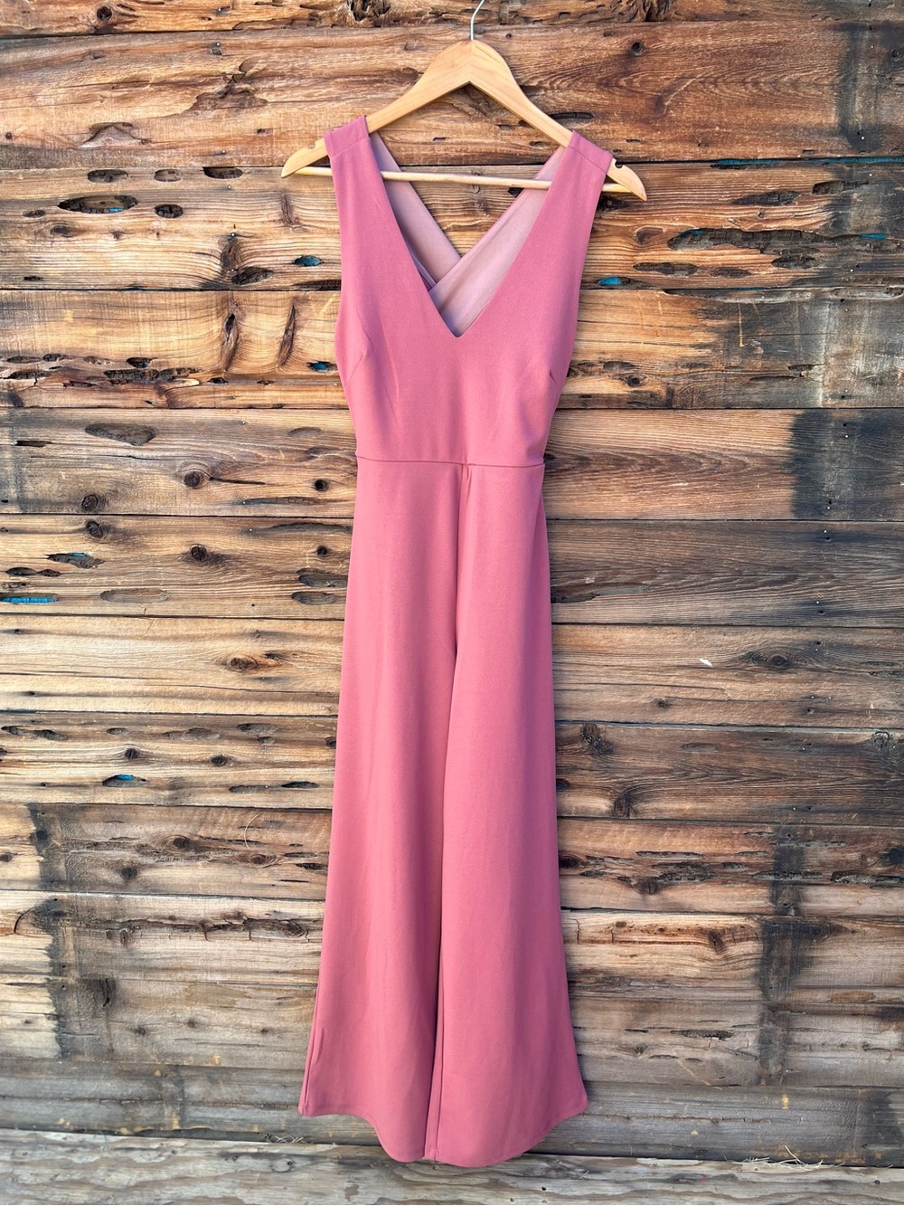 JOE & ELLE | Sleeveless V-Neck Mauve Rose Jumpsuit M